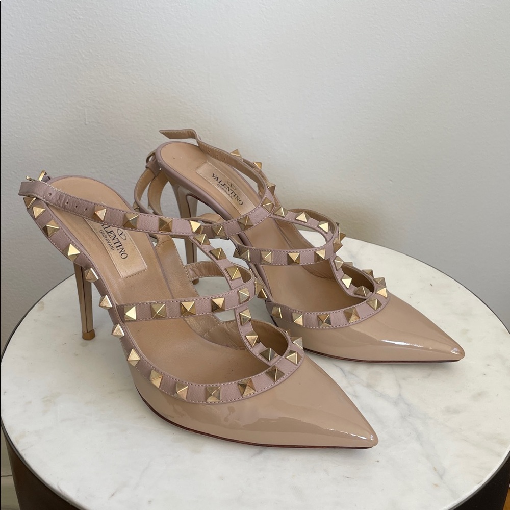 Valentino Nude Studded Slingback Heels 37.5